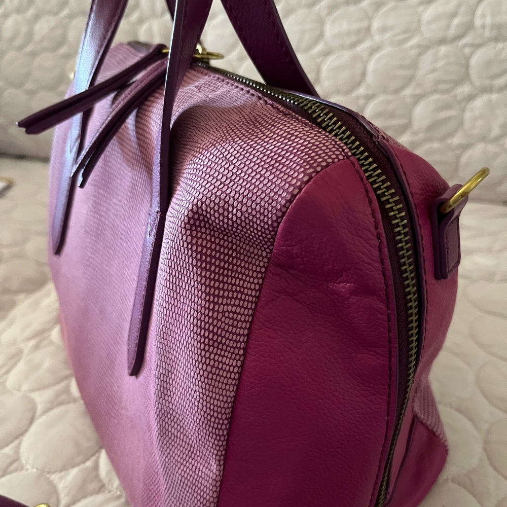 Fossil Fuchsia Textured Dome Satchel with Removable Strap - Picture 5 of 6